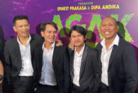 Podcaster Indra Jegel, Boris Bokir, Oki Rengga, dan Bene Dion, akan kembali menghibur masyarakat lewat film terbaru berjudul Agak Laen. (Foto: RariaMedia/Dhiya)