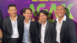 Podcaster Indra Jegel, Boris Bokir, Oki Rengga, dan Bene Dion, akan kembali menghibur masyarakat lewat film terbaru berjudul Agak Laen. (Foto: RariaMedia/Dhiya)