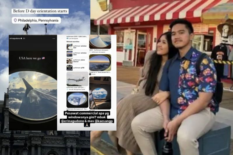 Kaesang dan Erina tampak menikmati liburan mewahnya dan diduga menumpangi jet pribadi ke Amerika Serikat di tengah polemik revisi UU Pilkada. (Foto: Instagram/erinagudono & X/aglioeoliopasta)